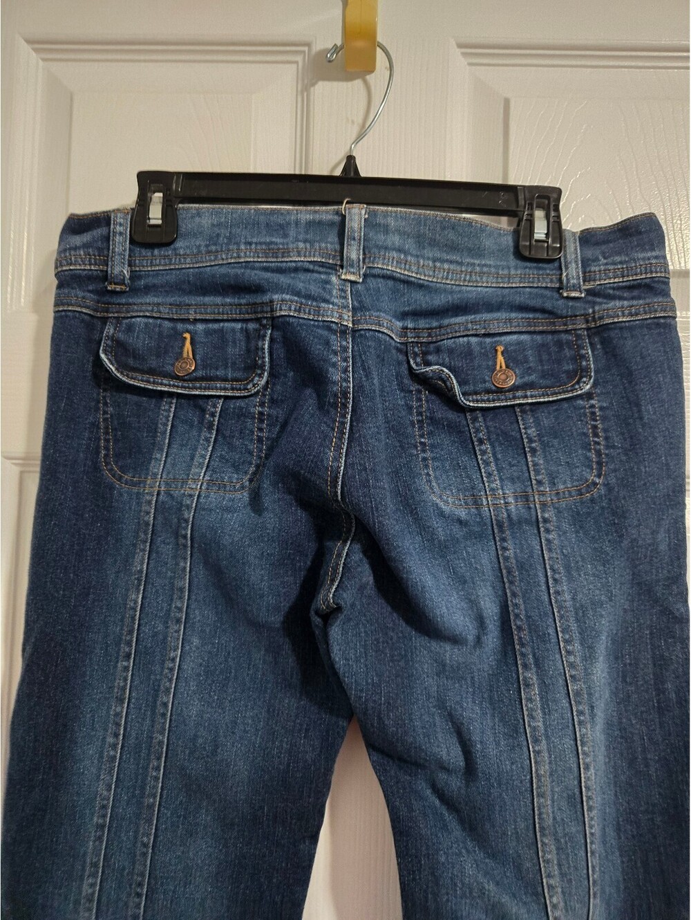 Vintage Old Navy Y2K Jeans Front Seam Flare Bootcut Dark Wash Stretch Size 12 - Picture 6 of 14